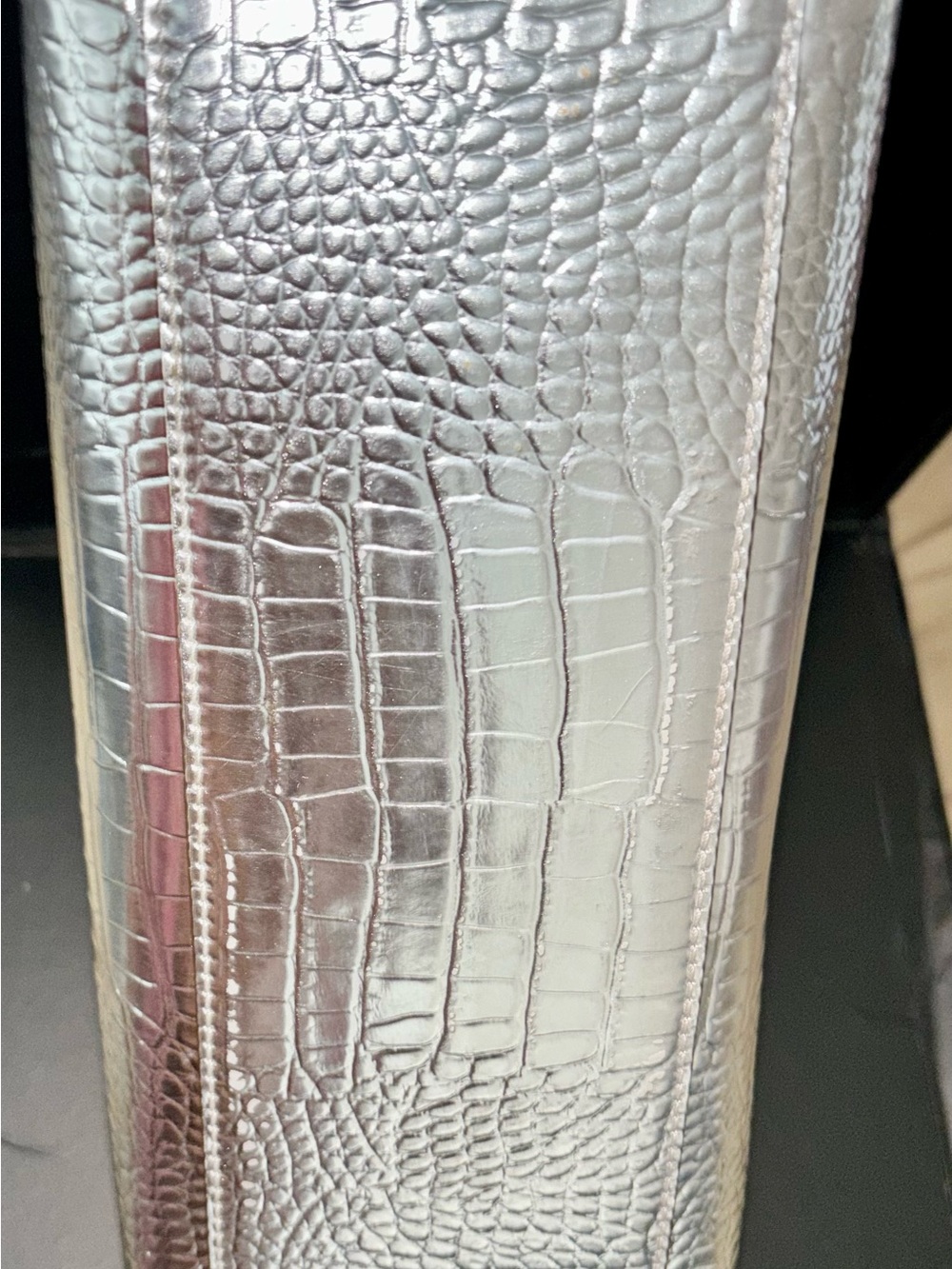 Michael Kors Metallic Silver Croc-Embossed Satchel 8x11 - Picture 13 of 13